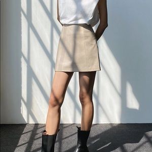 VEGAN leather mini croc skirt